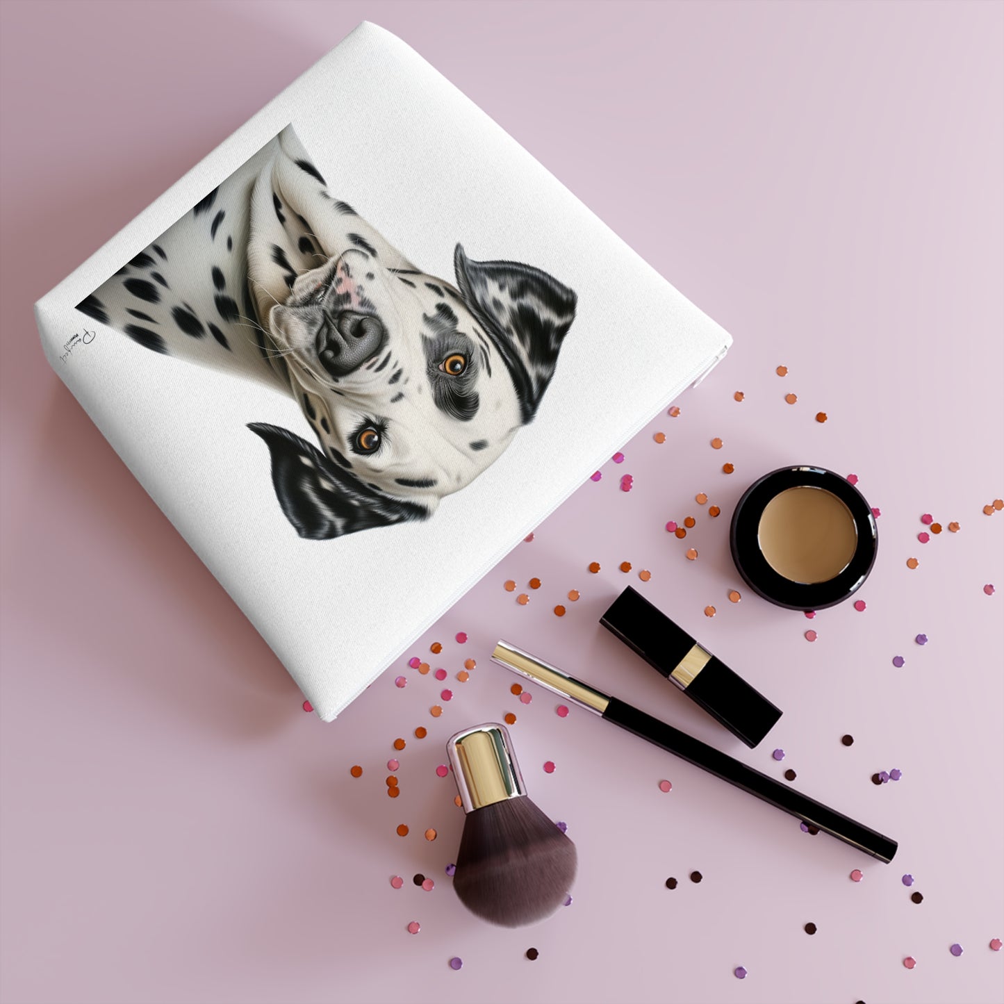 Trousse à Maquillage en Coton (Gris) - Bouledogue Français