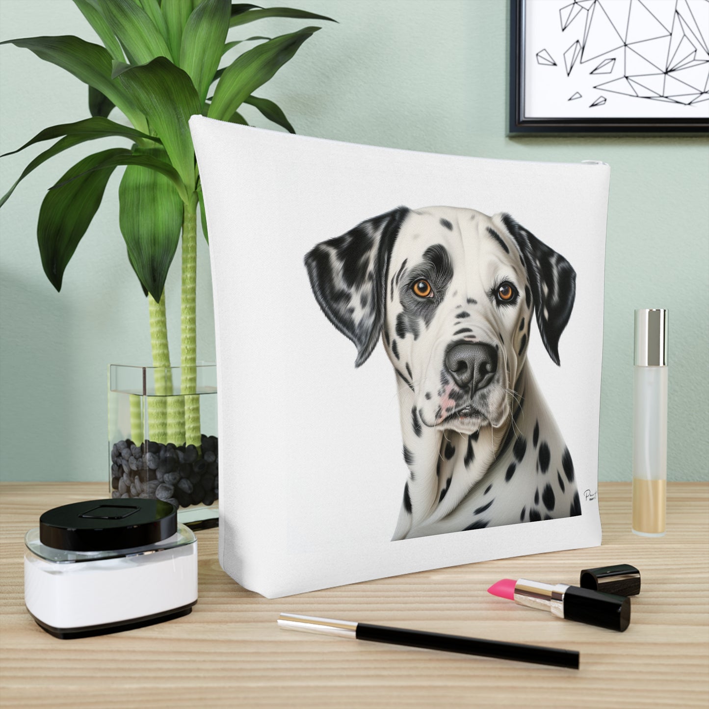 Trousse à Maquillage en Coton (Gris) - Bouledogue Français
