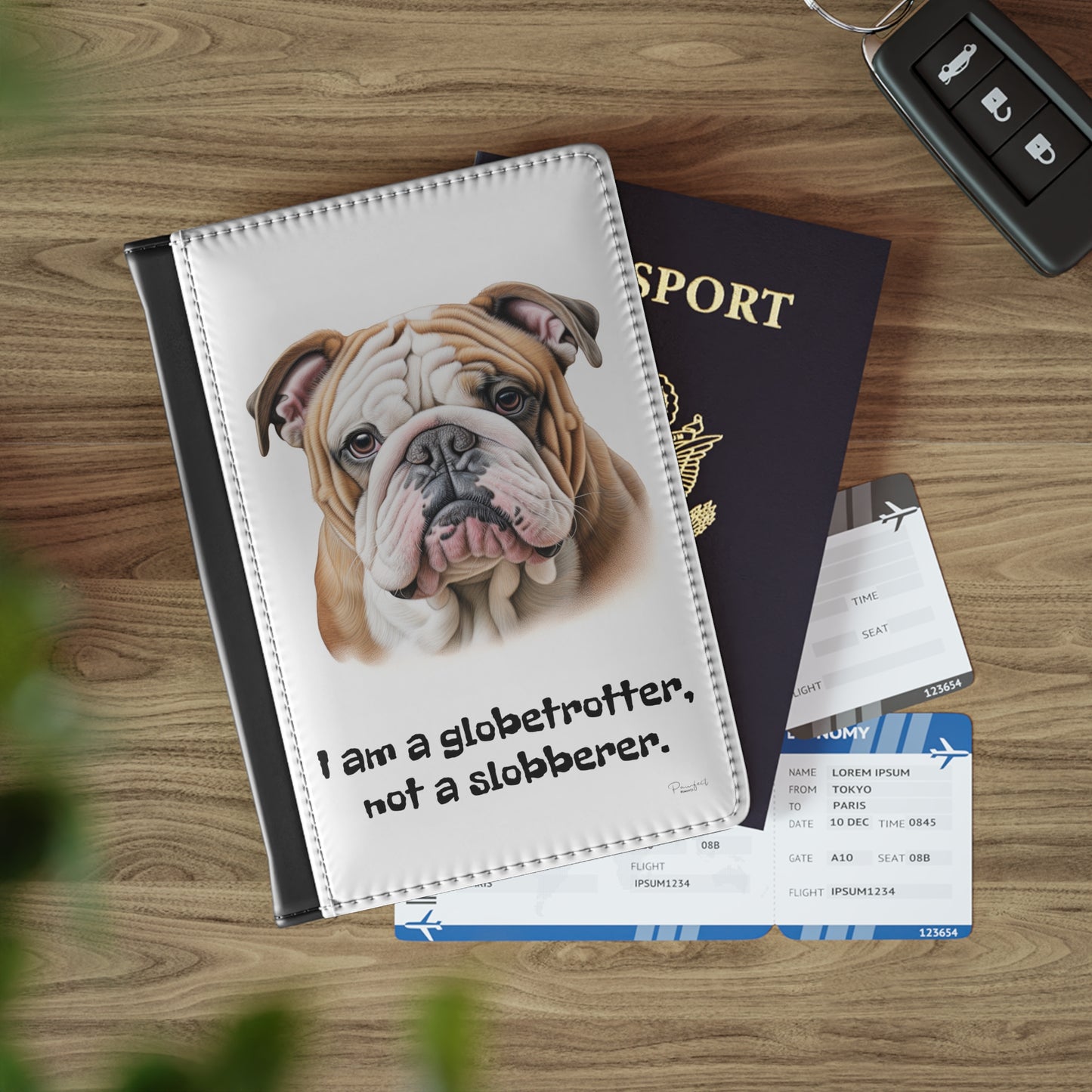 English Bulldog RFID Blocking Passport Cover