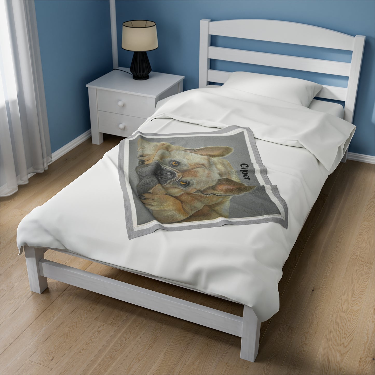 Cozy French Bulldog Velveteen Plush Blanket - Personalizable