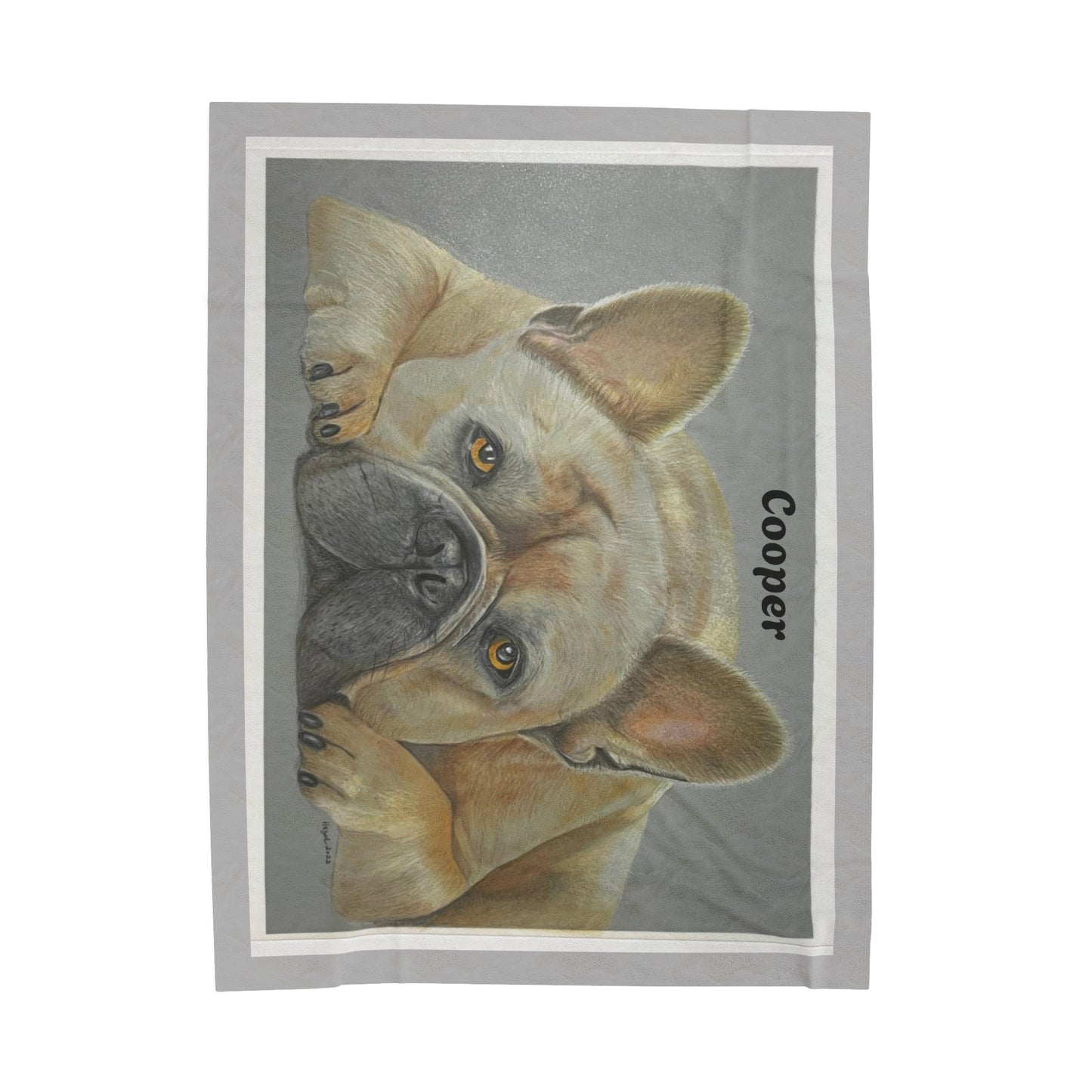 Cozy French Bulldog Velveteen Plush Blanket - Personalizable