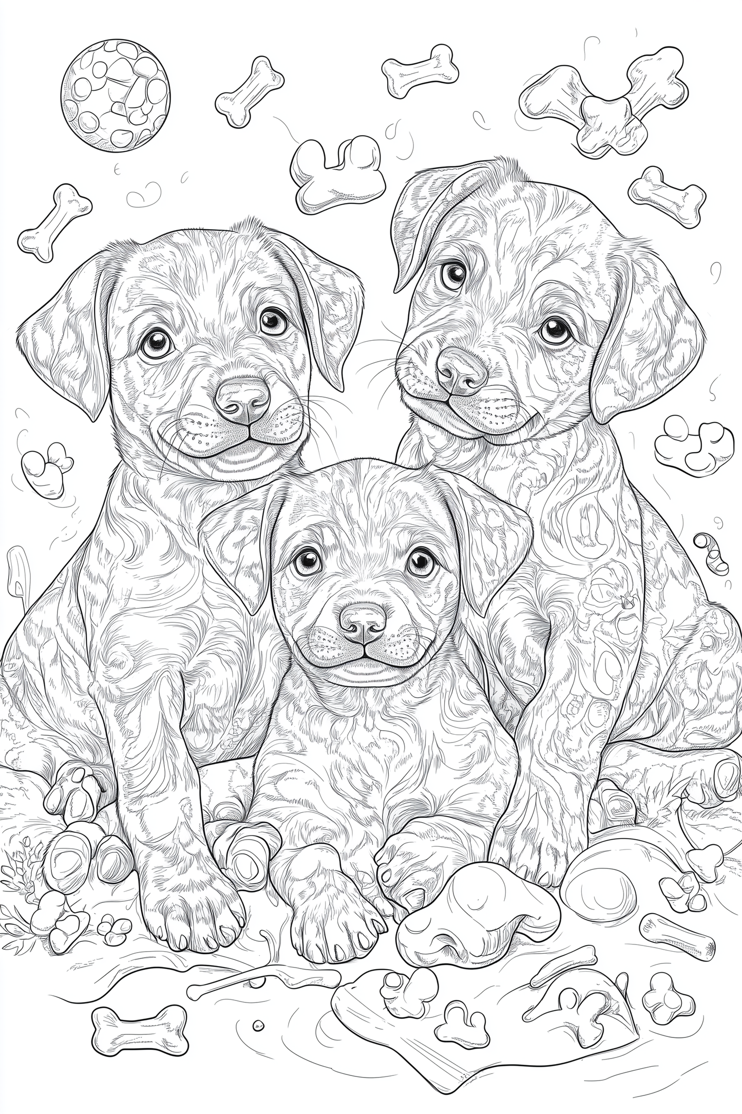 Colouring Pages - Chocolate Labrador Puppies