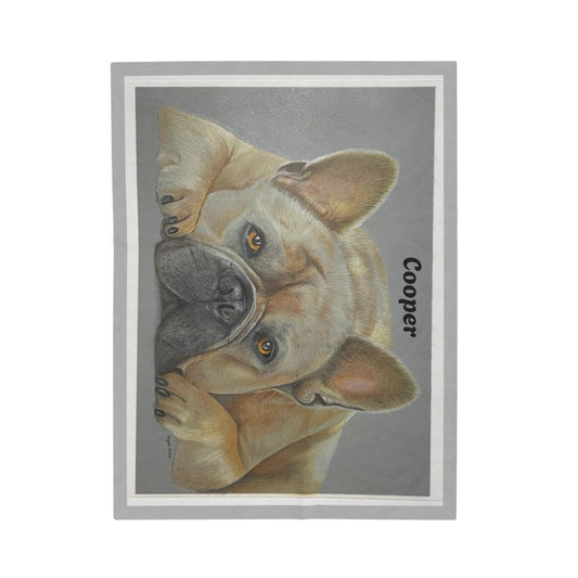 Cozy French Bulldog Velveteen Plush Blanket - Personalizable