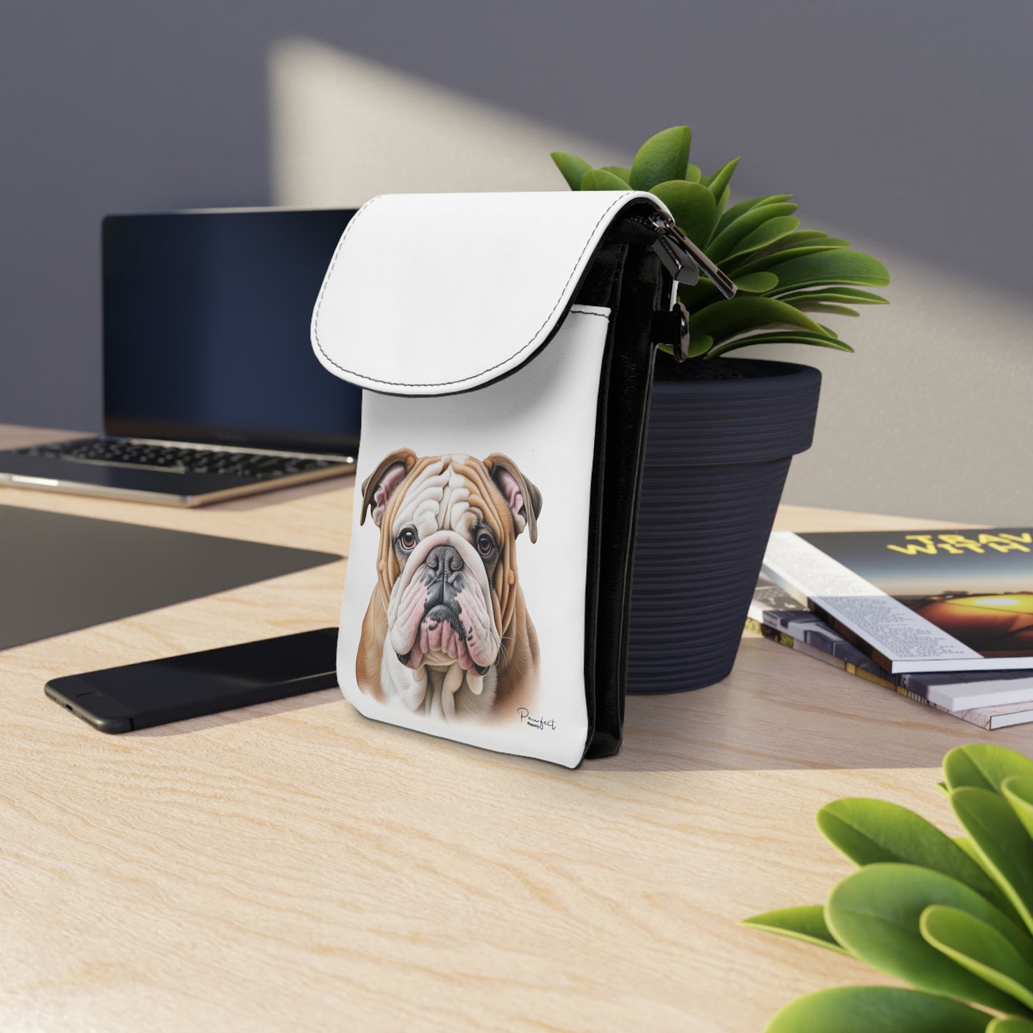 English Bulldog Small Cell Phone Wallet