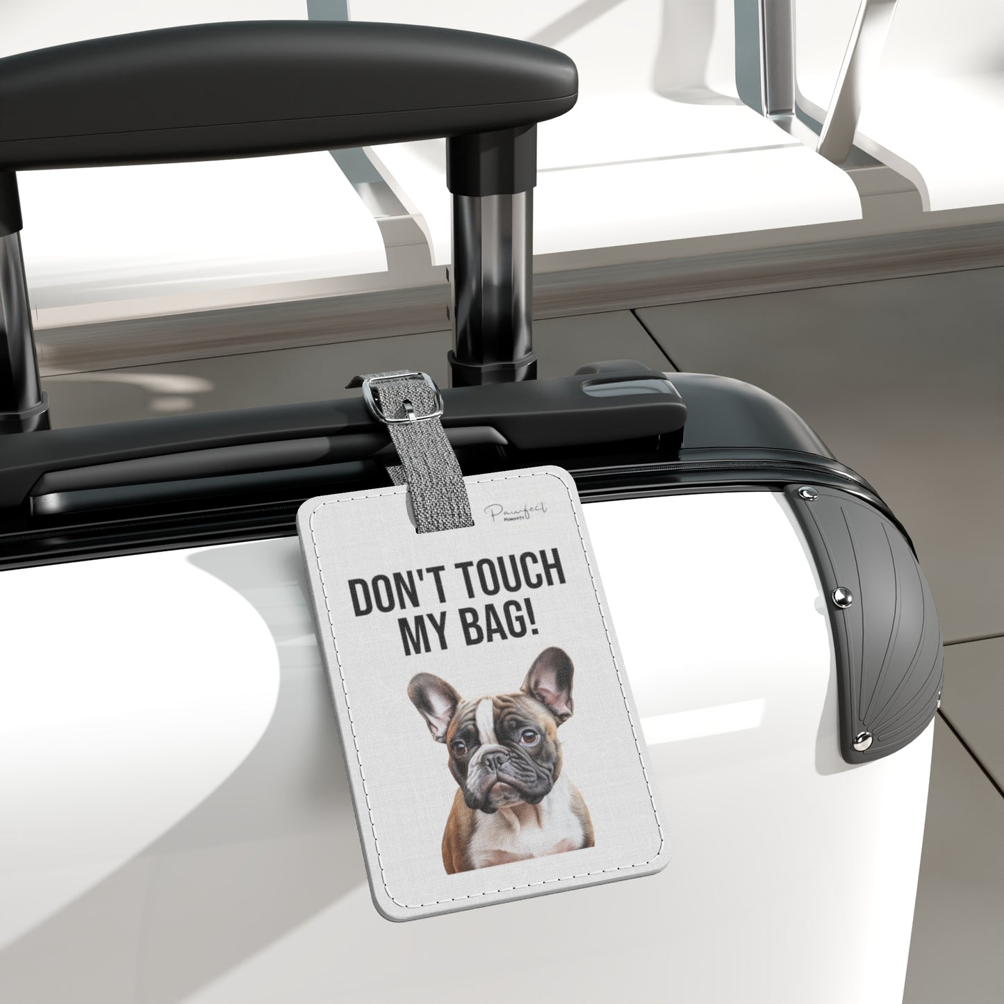French Bulldog Saffiano Polyester Luggage Tag (scratch- and water-resistant)