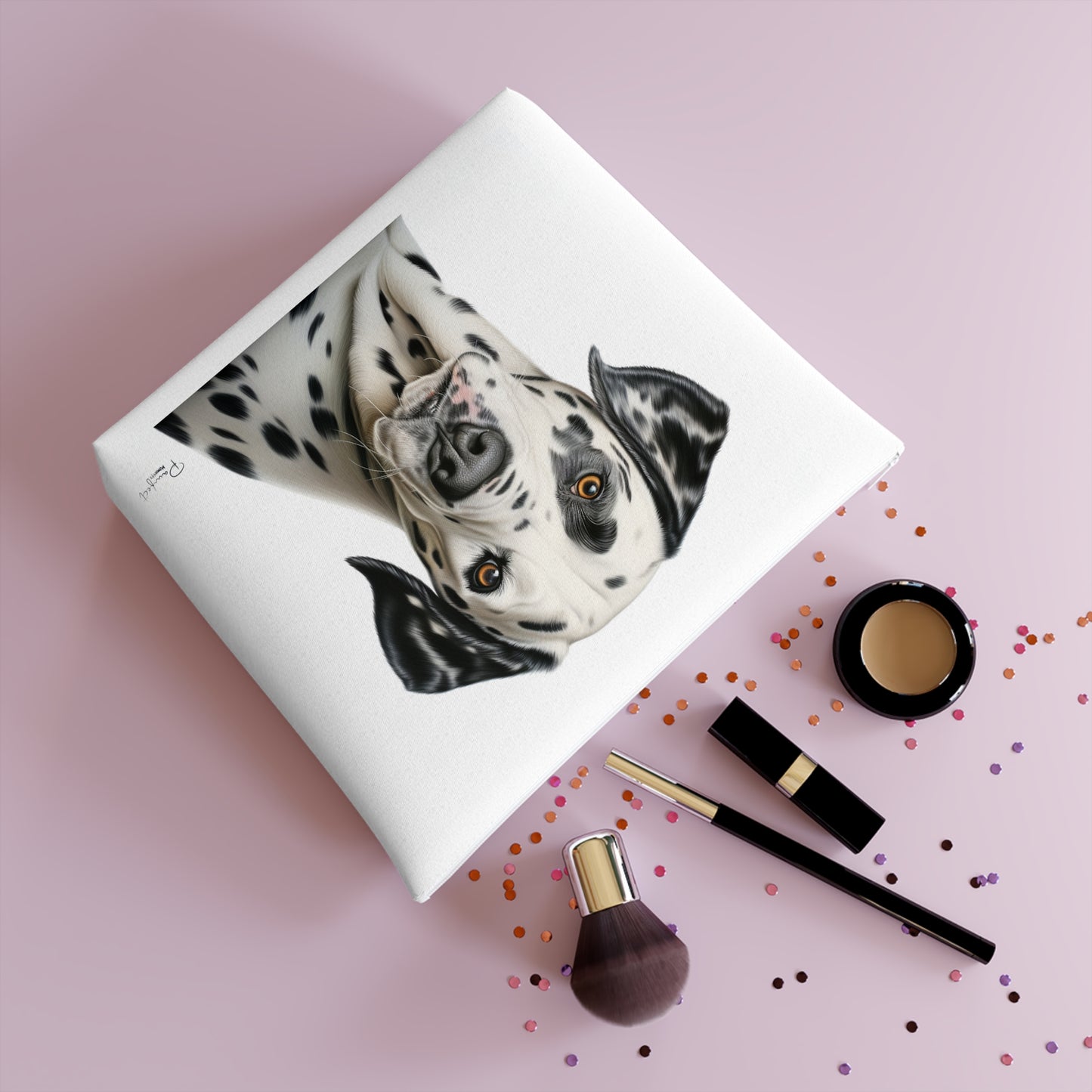 Trousse à Maquillage en Coton (Gris) - Bouledogue Français
