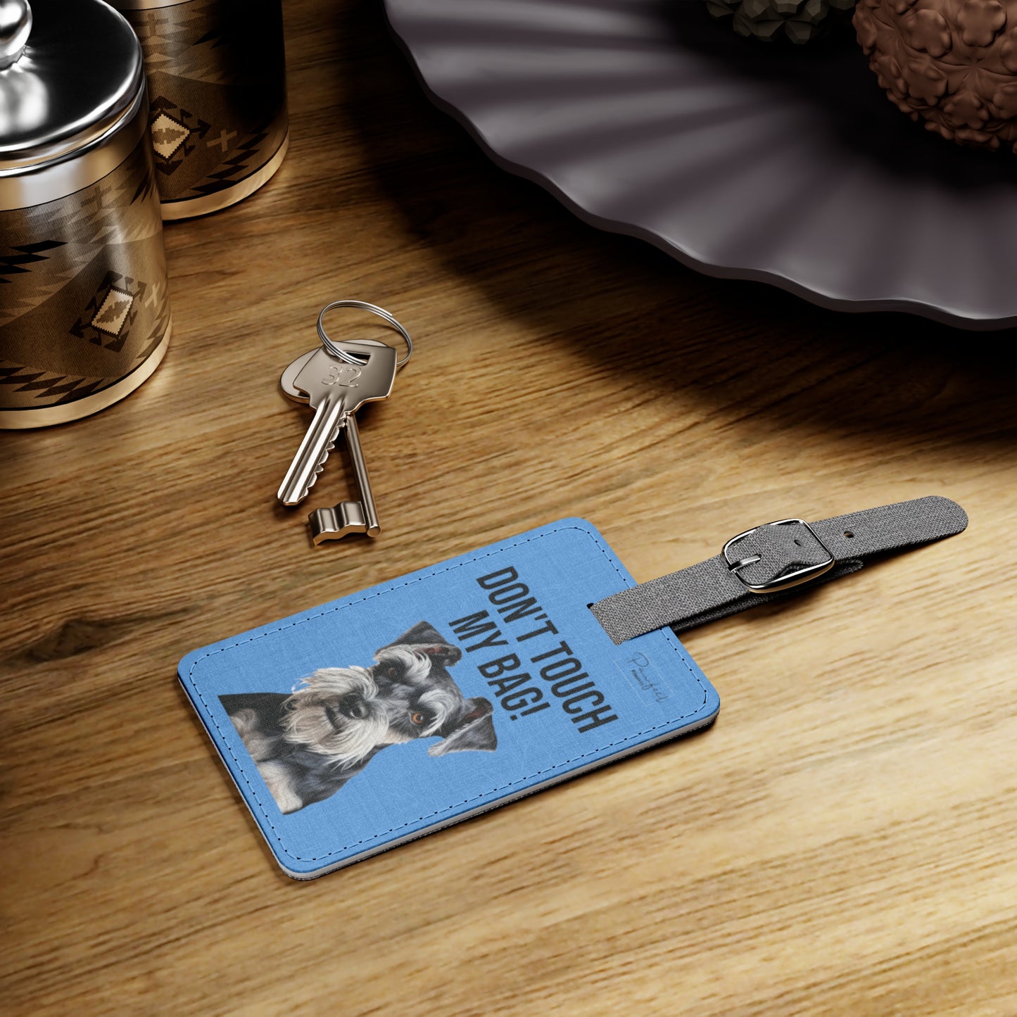 Schnauzer Saffiano Polyester Luggage Tag (scratch- and water-resistant)