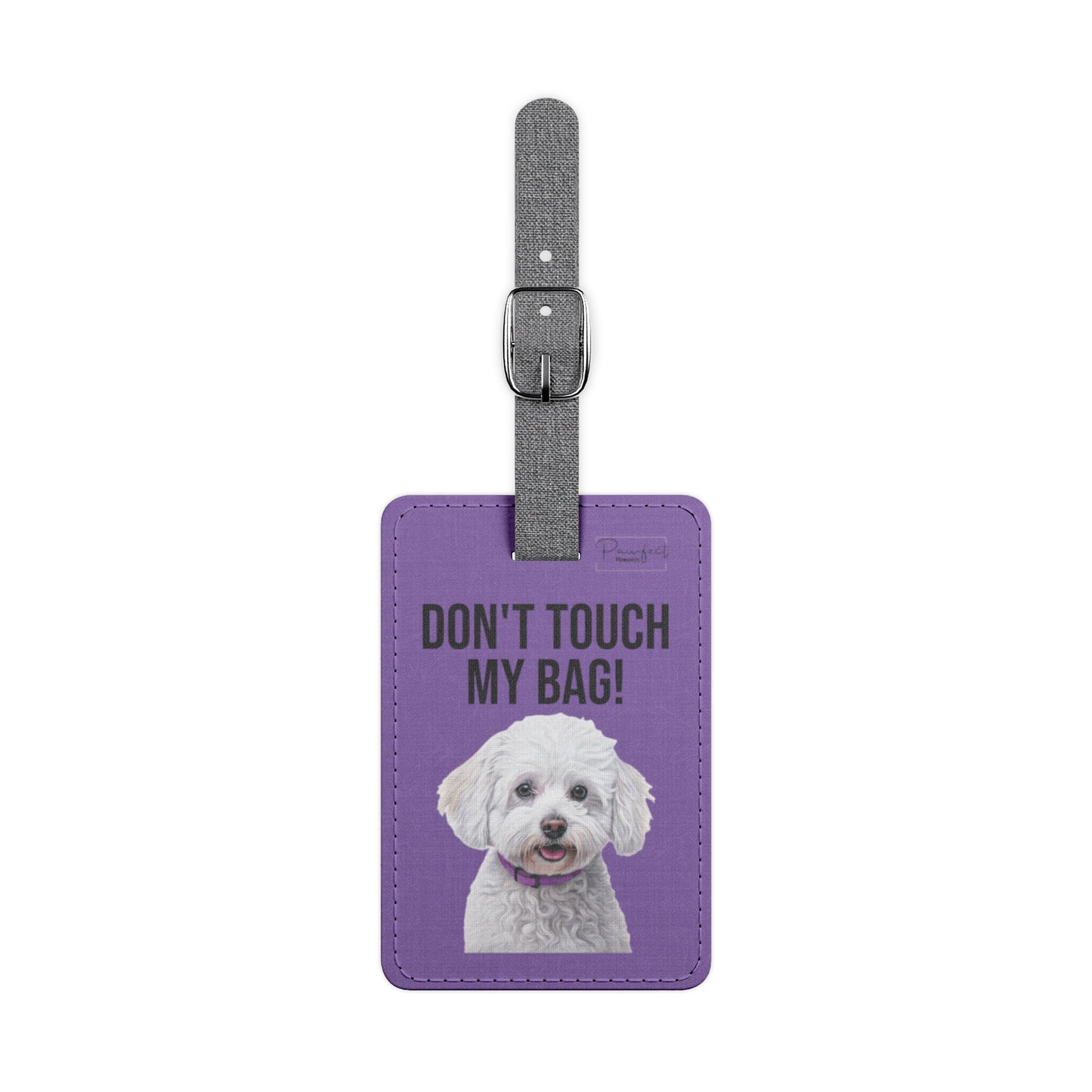 Bichon Frisé Saffiano Polyester Luggage Tag (scratch- and water-resistant)
