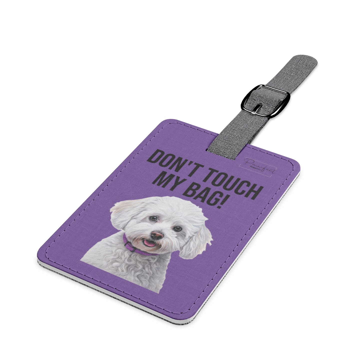 Bichon Frisé Saffiano Polyester Luggage Tag (scratch- and water-resistant)