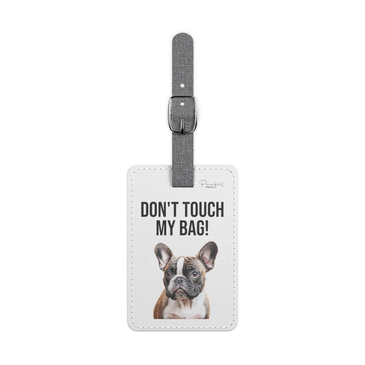 French Bulldog Saffiano Polyester Luggage Tag (scratch- and water-resistant)