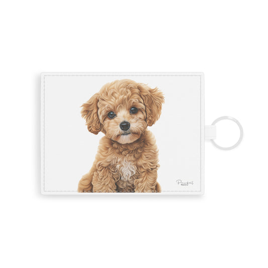 Poodle Saffiano Leather Card Holder with Keyring (scratch-and water-resistant)