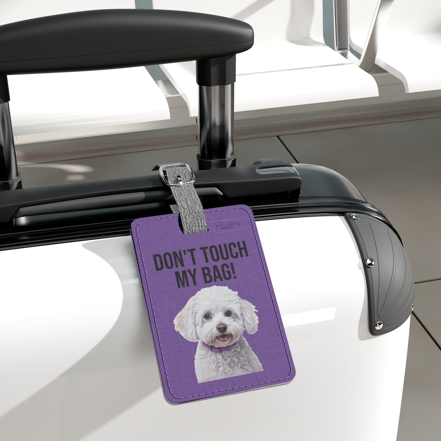 Bichon Frisé Saffiano Polyester Luggage Tag (scratch- and water-resistant)
