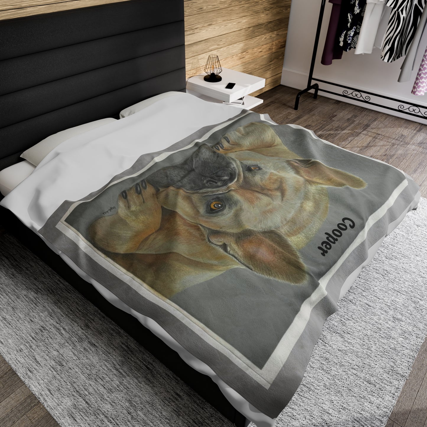 Cozy French Bulldog Velveteen Plush Blanket - Personalizable