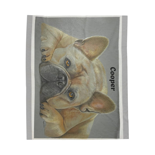 Cozy French Bulldog Velveteen Plush Blanket - Personalizable