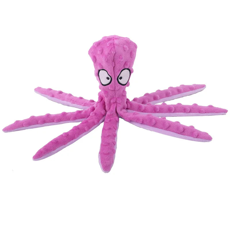Squeaky & Crinkle Octopus No Staffing Plush Chew Toy