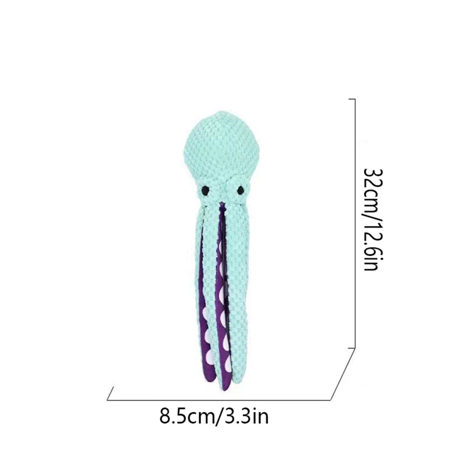 Squishy Squeaky Plush Octopus Dog Toy