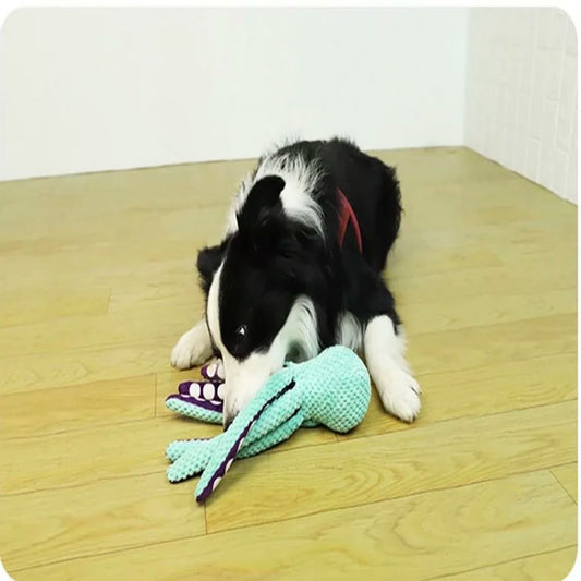 Squishy Squeaky Plush Octopus Dog Toy