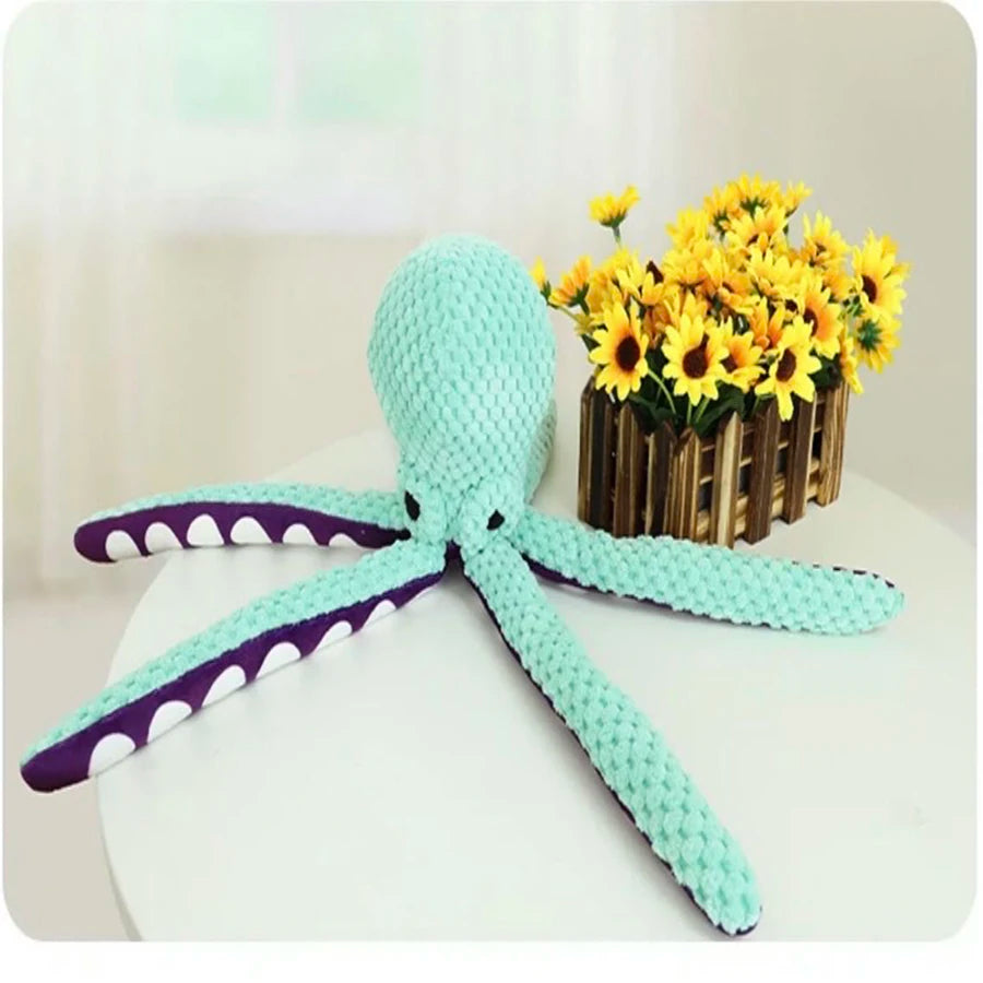 Squishy Squeaky Plush Octopus Dog Toy