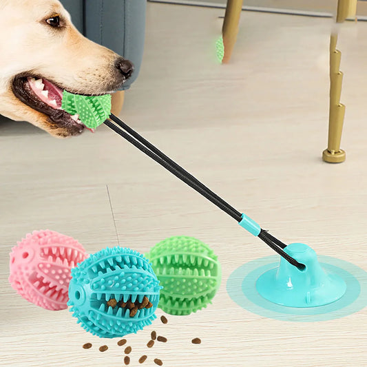 Treat Dispenser Ball with Tug-of-war Suction Cup (3 in 1)
