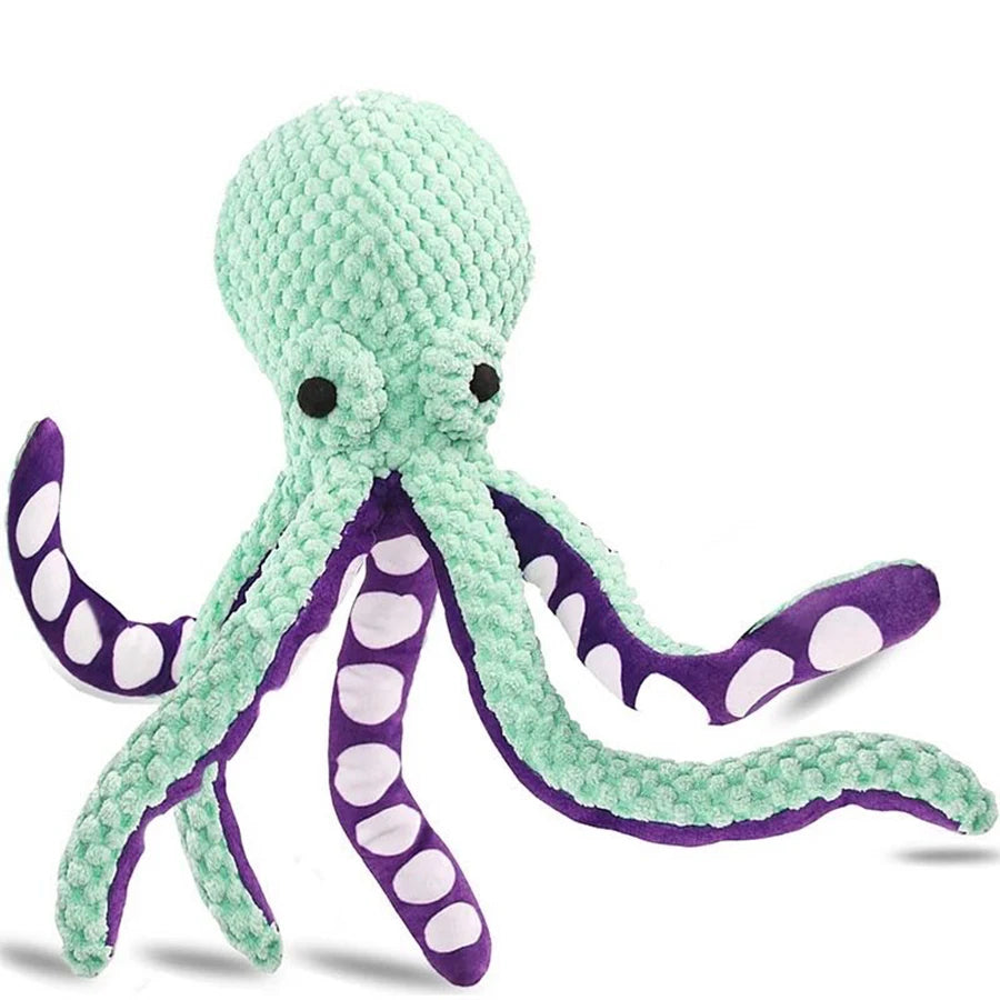 Squishy Squeaky Plush Octopus Dog Toy