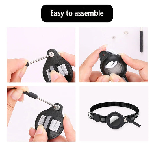 Cat AirTag Holder Collar with Breakaway Buckle and Reflective Strips and Cat Bell