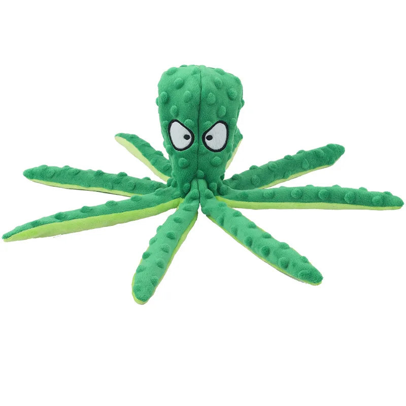 Squeaky & Crinkle Octopus No Staffing Plush Chew Toy