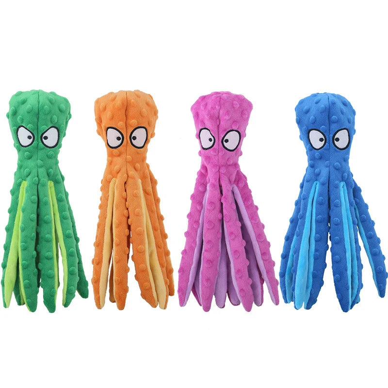 Squeaky & Crinkle Octopus No Staffing Plush Chew Toy