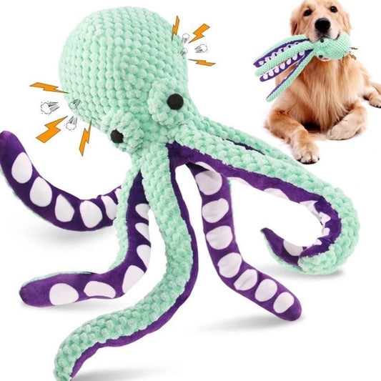 Squishy Squeaky Plush Octopus Dog Toy