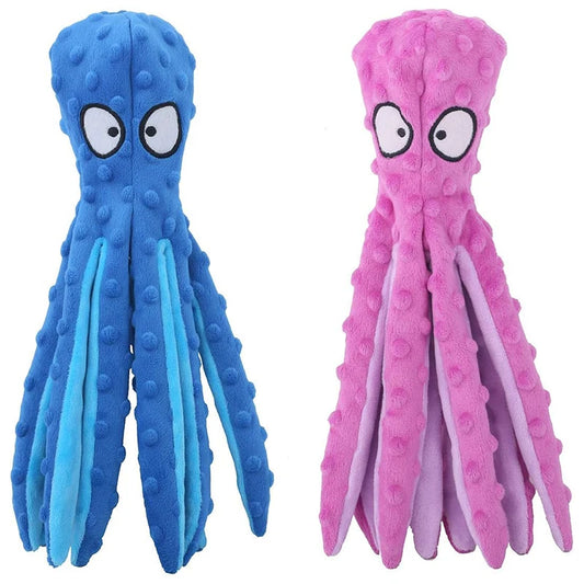 Squeaky & Crinkle Octopus No Staffing Plush Chew Toy
