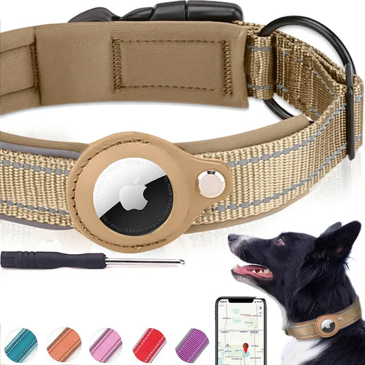 Waterproof and Reflective Dog Collar with Airtag Holder