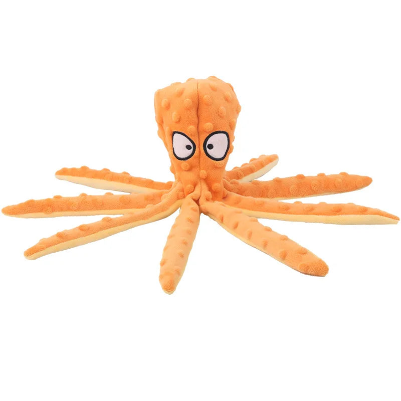 Squeaky & Crinkle Octopus No Staffing Plush Chew Toy